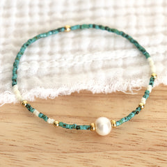 Boho Pearl Charm Beaded Bracelet — Harmony & Intuition Enhancing Stretch Stack Bracelet