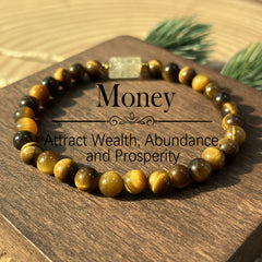 Tiger's Eye & Citrine Beaded Bracelet - Grounding & Protective Charm for Wealth & Prosperity