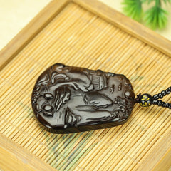 Natural Stone Ice Transparent Mountain Waterfall Pendant for Men Relaxed Style No Plating No Setting