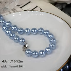 Bohemian Vacation Style Blue Freshwater Pearls Necklace - Elegant Layered Jewelry for Casual & Gift Occasions with Spiritual Energy