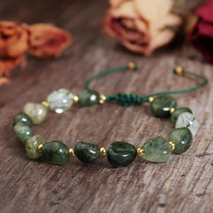 Moss Agate Raw Stone Bracelet - Natural Energy Healing Jewelry for Daily Wear & Holidays