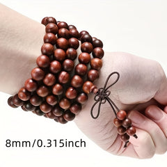 Incorporates spiritual benefits (harmony, stress relief, positive energy) with an eye-catching gradient inspired by sandalwood tones.