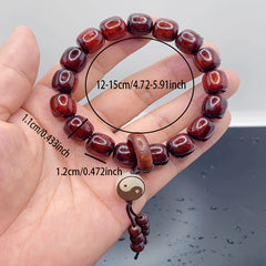 1pc Sandalwood Purple Sandalwood Bracelet with Beads and Eight Trigrams - Spiritual Balance & Eight Trigrams Energy