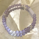 Lilac Flower Bracelet Grey Beads Bohemian Minimalist Energy Harmony Daily Wear