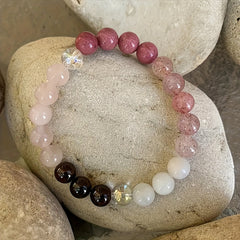Strawberry Quartz Moonstone Bracelet - Spiritual Energy & Elegant Design for Casual Wear