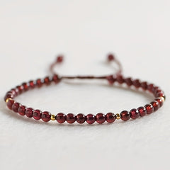 Elegant Red Garnet Braided Bracelet - Minimalist Design for Love & Protection