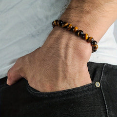 3pcs Tiger Eye Stone Bracelets for Grounding Energy - Handcrafted Yoga & Relax Jewelry for Men