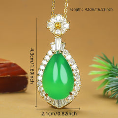 Authentic Natural Ice Inlaid Emperor Green Water Drop Pendant for Men and Women