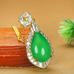 Authentic Natural Ice Inlaid Emperor Green Water Drop Pendant for Men and Women
