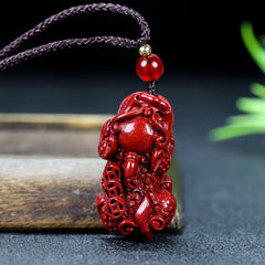 Cinnabar Pixiu Pendant Necklace - Spiritual Protection Energy for Men's Style
