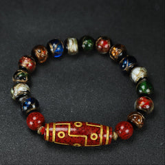 Tibetan Dzi Bead Bracelet for Protection & Luck - Vintage-Inspired Charm Jewelry