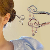 Ancient Style Hairpin with Cloud Design - Silver Metal Hair Accessory for Ethnic Hairstyles - Mindful Energy Flow & Spiritual Symbolism
