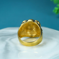 Vintage Punk Lion Head Ring for Men Gothic Rock Style, Golden Alloy, Symbol of Courage & Protection
