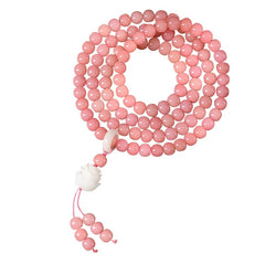Natural Pink Bodhi Root 108 Beads Mala Bracelet — Spiritual Healing, Calm Energy & Protection Prayer Beads