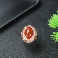 Vintage Red Stone Live Ring for Men - Grounding Energy & Timeless Style Jewelry