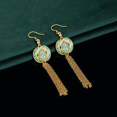 Elegant Gourd Tassel Earrings with Imitation Jade - Harmonious Energy for Daily Wear