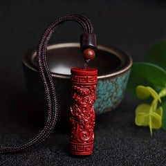 Cinnabar Zodiac Dragon Openable Pendant - Lucky Peace & Harmony Energy Jewelry