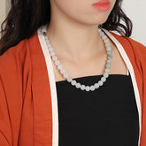Natural White Jade Beaded Necklace for Men, Elegant Unisex Style, Calming Energy & Inner Peace