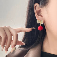 Elegant Red Bow-like Stud Earrings with Positive Energy - Vintage Jewelry for Everyday & Formal Events