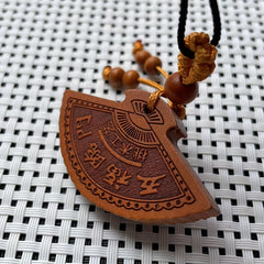 Peach Wood Protection Pendant Five Blessings Amulet for Good Fortune, Health & Spiritual Harmony