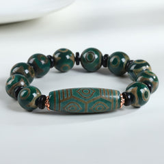 Handmade Agate Beaded Bracelet - Ethnic Style Lucky Charm for Daily Protection & Wealth