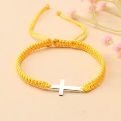 Steel Cross Bracelet - Adjustable Hand Woven Cross for Spiritual Protection & Daily Wear