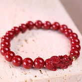 Elegant Cinnabar Stone Bracelet with Lucky Frog Charm - Protection & Prosperity Energy for Women