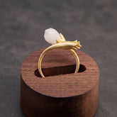 Vintage Orchid Blossom Ring in Natural Lamb Fat White, Elegant 925 Silver Jewelry for Purity, Love, and Spiritual Growth