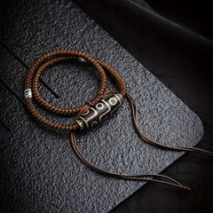 Nine-Eye Bead Agate Necklace - Chinese-style Protective Talisman for Harmony and Prosperity