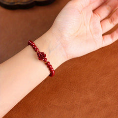 Rose Cinnabar Beaded Stretch Bracelet - Amass Fortunes with Natural Energy