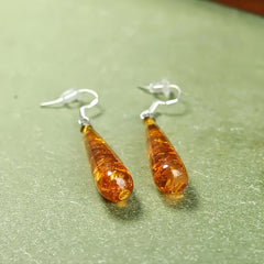 Boho Chic Teardrop Earrings - Golden-Yellow Resin for Festive Elegance & Spiritual Balance
