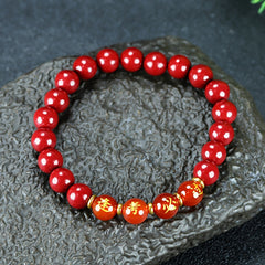 Men's Cinnabar Good Luck Bracelet for Exams and Success Spiritual Protection