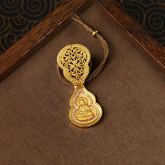 Golden Religious Pendant Necklace - Spiritual Energy & Faith Jewelry for Daily Wear