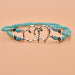 1 Ladies Double Layer Bead Heart Anklet - Pure Energy & Romantic Charm for Daily Wear