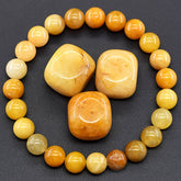 Yellow Stone Elastic Bracelet - Natural Stone Energy for Daily Wear & Preppy Sporty Style