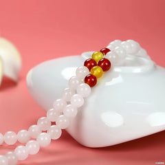 Elegant 108 Bead White Jade Bracelet for Meditation, Spiritual Clarity, and Inner Peace