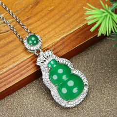 Elegant Artificial Jade Pendant with Diamond Inlay for Modern Harmony and Refined Style