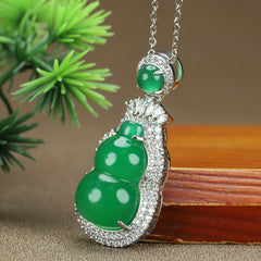 Elegant Artificial Jade Pendant with Diamond Inlay for Modern Harmony and Refined Style