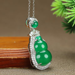 Elegant Artificial Jade Pendant with Diamond Inlay for Modern Harmony and Refined Style