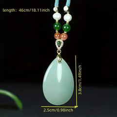 Elegant Natural Stone Teardrop Pendant Necklace for Women with Green Accent for Emotional Balance