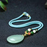 Elegant Natural Stone Teardrop Pendant Necklace for Women with Green Accent for Emotional Balance