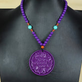 Elegant Purple Mica Phoenix & Lotus Pendant Necklace for Spiritual Growth, Intuition, and Protection