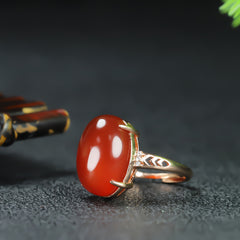 Elegant Wine Red Jasper Ring for Root Chakra Healing and Confidence