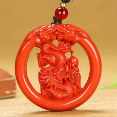 Emperor's Sand Zodiac Pendant for Luck & Protection - Double-Sided Dragon Engraving, Hollow Design Jewelry