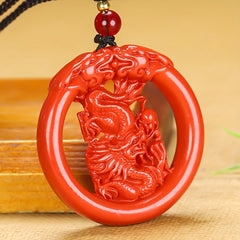 Emperor's Sand Zodiac Pendant for Luck & Protection - Double-Sided Dragon Engraving, Hollow Design Jewelry