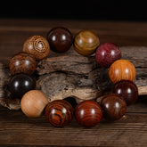 Multi-Wood Harmony Bead Bracelet – 12-Handcrafted Natural Wood Spheres for Energy & BalanceMulti-Wood Harmony Character Beads, Agarwood, Natural Sandalwood Bracelet for Men and Women