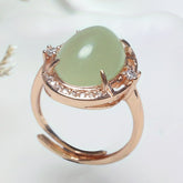 Natural Stone Men's Ring - Green Jade Energy for Harmony & Protection
