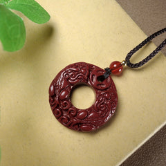 Natural Cinnabar Pixiu Pendant Necklace: Wealth & Protection Amulet for Spiritual Energy