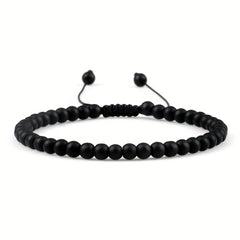 Elegant Vintage Black Matte Stone Bracelet - Grounding Energy for Daily Wear