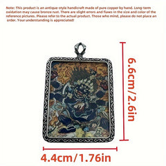 6-Arm Mahakala Tibetan Thangka Pendant — Spiritual Protection, Luck & Harmony Amulet